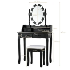 Tangkula Make-Up Vanity Table Dresser Set W/LED Light, Black Brown White -Baxton Furniture Store GUEST 20644836 c0c0 4404 8b7d 90adf2846d94