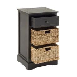 Farmhouse Wooden Chest With Wicker Basket Drawers Black - Olivia & May -Baxton Furniture Store GUEST 20abf3e4 0201 4308 ab10 0b1867de9c48