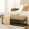 HOMCOM 47.25" End Of Bed Bench With Channel Tufted Design, Upholstered Ottoman Bench With Steel Legs For Bedroom, Entryway, Brown -Baxton Furniture Store GUEST 21656289 2209 4844 8f92 f424fe126115