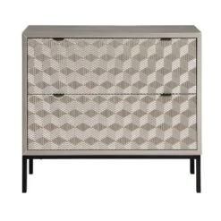 Teressa Mid-Century Modern 2 Drawer Storage Accent Chest Silver/Black - Treasure Trove