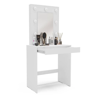 Emma Vanity Table With Lighted Mirror White - Polifurniture 3 Emma Vanity Table With Lighted Mirror White - Polifurniture