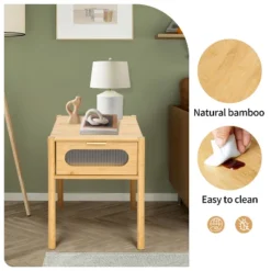 Aash 1-Drawer Environmentally Friendly Pale Yellow Finish Accent Nightstand With Storage-Maison Boucle -Baxton Furniture Store GUEST 241d0927 e758 4770 84ae b40a49ab5cbf