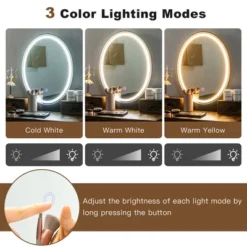 Costway Industrial Vanity Makeup Dressing Table Padded Stool Set 3-Color Lighted Mirror 19 Costway Industrial Vanity Makeup Dressing Table Padded Stool Set 3-Color Lighted Mirror -Baxton Furniture Store GUEST 2448604a 3b95 43ec 9f2e 9fb2d0548973