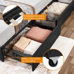 Yaheetech Upholstered Faux Leather Bed Frame With Adjustable Headboard -Baxton Furniture Store GUEST 25b8e6eb 41ba 4cea ae22 ba0275fa418a