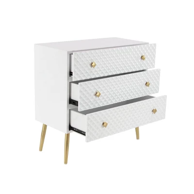 Modern 3 Drawer Wooden Chest White - Olivia & May 3 Modern 3 Drawer Wooden Chest White - Olivia & May - Image 2