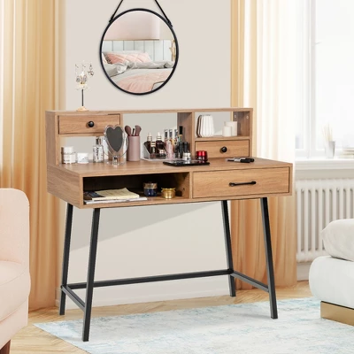 Costway Makeup Vanity Table Computer Writing Desk Storage With Drawer Shelf Industrial 6 Costway Makeup Vanity Table Computer Writing Desk Storage With Drawer Shelf Industrial - Image 4