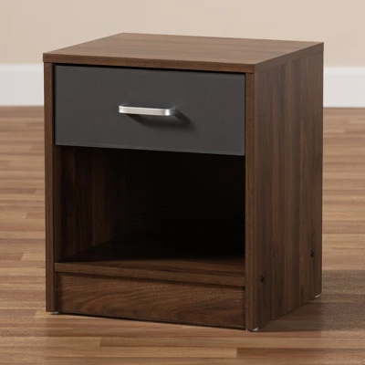 Hansel 1 Drawer And Finished Nightstand Brown/Gray - Baxton Studio 3 Hansel 1 Drawer And Finished Nightstand Brown/Gray - Baxton Studio
