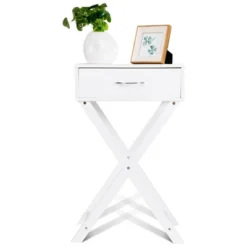 Costway 2 PCS Nightstand X-Shape Drawer Accent Side End Table Modern Home Furniture White -Baxton Furniture Store GUEST 2a0b71eb ef55 44de 884f 8f7815a993e1