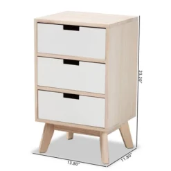 Halian Two-Tone Wood 3 Drawer Nightstand White/Light Brown - Baxton Studio -Baxton Furniture Store GUEST 2ca0c780 89e7 44a4 9866 20b7869abb88