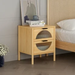 Aash 2 Drawers Environmentally Friendly Pale Yellow Finish Accent Nightstand With Storage- The Pop Maison -Baxton Furniture Store GUEST 2f5771d3 59f2 4778 99c7 db7beb9f924e