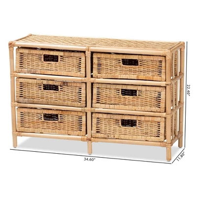 Dariana Rattan 6 Drawer Storage Cabinet Natural/Brown - Bali & Pari 12 Dariana Rattan 6 Drawer Storage Cabinet Natural/Brown - Bali & Pari - Image 10