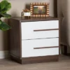 Mette Walnut Finished Wood Nightstand White - Baxton Studio -Baxton Furniture Store GUEST 309954ae 1535 4faf 8e23 3df5efa4df28