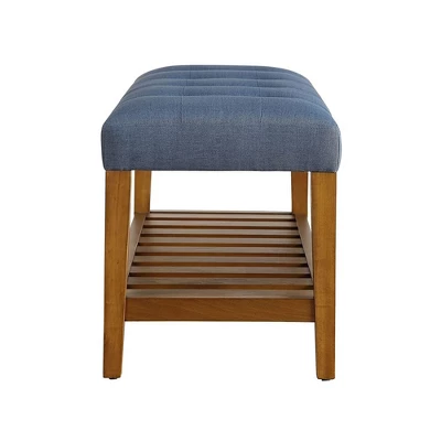 Simple Relax Fabric And Wood Bench In Blue And Oak Finish 4 Simple Relax Fabric And Wood Bench In Blue And Oak Finish - Image 2