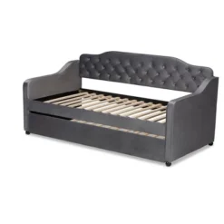 Freda Velvet Fabric Upholstered Button Tufted Daybed With Trundle - Baxton Studio -Baxton Furniture Store GUEST 3131de00 84f6 4629 887f c6be37ae13fa