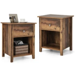 Costway 2 PCS Nightstand Side Table With Drawer Open Shelf For Living Room Bedroom Walnut/Brown 23 Costway 2 PCS Nightstand Side Table With Drawer Open Shelf For Living Room Bedroom Walnut/Brown -Baxton Furniture Store GUEST 31809684 09df 47da 9916 9f608f2e7edd