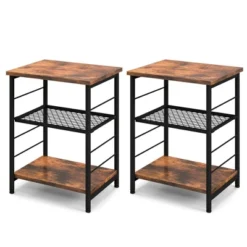 Costway 2 PCS 3-Tier Side End Table With Adjustable Mesh Shelf Narrow Nightstand 19 Costway 2 PCS 3-Tier Side End Table With Adjustable Mesh Shelf Narrow Nightstand -Baxton Furniture Store GUEST 31811d67 76da 4b72 a74a b1778e67dcb9