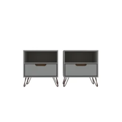 Set Of 2 Rockefeller 1 Drawer Nightstands - Manhattan Comfort -Baxton Furniture Store GUEST 31b4a4b9 09ff 4458 a56c 935f906b6bd9