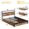 HAUSOURCE Queen Size Platform Bed Frame With Headboard, 4 Storage Drawers, Color Changing Lights, 2 Charging Outlets And 2 USB Ports, Rustic Brown -Baxton Furniture Store GUEST 32117201 718e 4a04 99d6 a8c699aec196