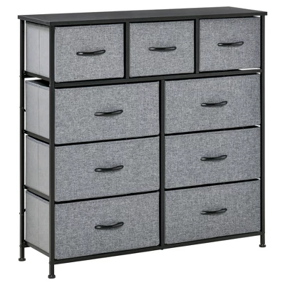 HOMCOM 9 Drawers Storage Chest Dresser Organizer Unit W/ Steel Frame, Wood Top, Easy Pull Fabric Bins, For Bedroom, Hallway, Closet, Entryway 8 HOMCOM 9 Drawers Storage Chest Dresser Organizer Unit W/ Steel Frame, Wood Top, Easy Pull Fabric Bins, For Bedroom, Hallway, Closet, Entryway - Image 6