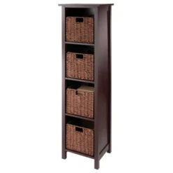 55.98" 5pc Milan Storage Shelf With Baskets Walnut - Winsome -Baxton Furniture Store GUEST 337396c2 602c 41ac 82e9 4082efc08a7a