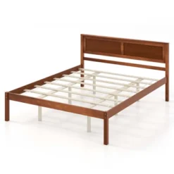 Costway Full/Queen/Twin Size Wooden Platform Bed Frame With Headboard Mattress Foundation Walnut -Baxton Furniture Store GUEST 33857ba2 976a 47ba 80d6 d2031830f591