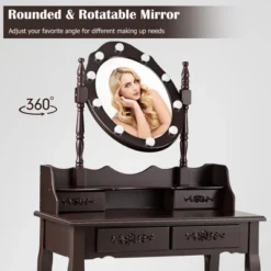 Costway Makeup Vanity Dressing Table Set W/10 Dimmable Bulbs Cushioned Stool -Baxton Furniture Store GUEST 33b5c267 79b6 45f7 bed2 264d942e1b79