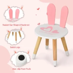Costway Kids Vanity Set Rabbit Makeup Dressing Table Chair Set W/ Mirror Drawer WhitePink -Baxton Furniture Store GUEST 343cb3cf a817 416d 9156 fc286321156e