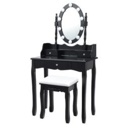 Tangkula Mirrored Vanity Table Set Lighted Makeup Dresser W/ Drawers -Baxton Furniture Store GUEST 37e928e9 bbe3 43d0 a75d 8b22550458f6