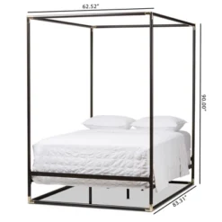 Queen Eva Vintage Industrial Finished Metal Canopy Bed Black - Baxton Studio -Baxton Furniture Store GUEST 387a32ea 690d 4b69 bf47 12241ffc93a1