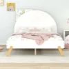 Wooden Platform Bed With Curved/Unicorn Shape Headboard-ModernLuxe