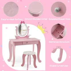 Costway Kid Vanity Table Stool Set With Adjustable Mirror Storage Drawer Makeup Pink -Baxton Furniture Store GUEST 3a03915c c18f 4dfe 8d5e 81a8d4aa7676