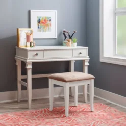 Adler Vanity Set White - Linon -Baxton Furniture Store GUEST 3d16d01b 5c13 40bd 96ba 406abbb04c73