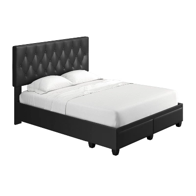 Full Veronica Tufted Faux Leather Upholstered Platform Bed With Storage Drawers Black - Eco Dream 6 Full Veronica Tufted Faux Leather Upholstered Platform Bed With Storage Drawers Black - Eco Dream - Image 4