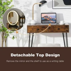 Costway Vanity Table Set Lighted Mirror Storage Drawer Shelf Cushion Stool 15 Costway Vanity Table Set Lighted Mirror Storage Drawer Shelf Cushion Stool -Baxton Furniture Store GUEST 3dc666de 7160 4fa4 b86e de0fc671f5a9