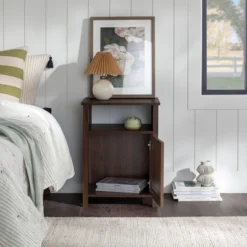 Georgia Single Door Storage Nightstand - Saracina Home -Baxton Furniture Store GUEST 3e74ea6f bd1b 4c46 9b45 39ed26ce001b