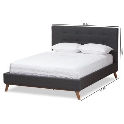 Valencia Mid - Century Modern Fabric Platform Bed - Baxton Studio 11 Valencia Mid - Century Modern Fabric Platform Bed - Baxton Studio - Image 9