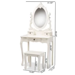 2pc Macsen Wood Vanity Set With Adjustable Mirror White - Baxton Studio -Baxton Furniture Store GUEST 3e81f0ef 9af5 43af aa52 068773e52920