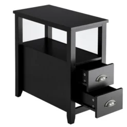 Tangkula 2-Piece Retro Side End Table Rectangular Nightstand With 2 Drawers & Shelf Coffee/Brown -Baxton Furniture Store GUEST 3ed91ceb 028a 47b8 95a0 a77c427d76cd