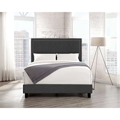 Emery Upholstered Queen Platform Bed Charcoal Black - Picket House Furnishings 4 Emery Upholstered Queen Platform Bed Charcoal Black - Picket House Furnishings - Image 2