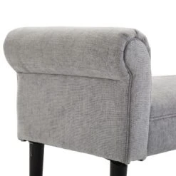 HOMCOM 52" Linen Upholstered Accent Ottoman Bench With Armrests, Light Gray -Baxton Furniture Store GUEST 40b6289d ac0a 414a 8ac7 842f7e8b0374