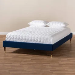 Full Volden Velvet Wood Platform Bed Frame Blue - Baxton Studio -Baxton Furniture Store GUEST 412ca2e6 9431 49d3 a2ca 7bd9cffaa356