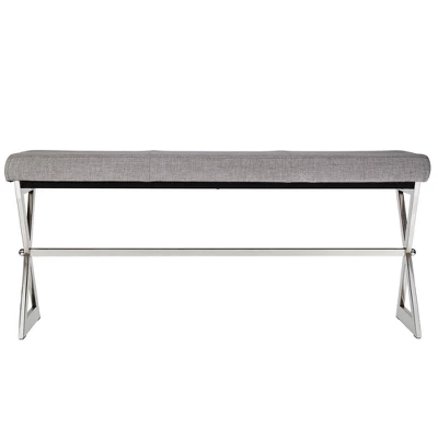 Ornelas Metal Base Linen Bench Gray - Inspire Q 6 Ornelas Metal Base Linen Bench Gray - Inspire Q - Image 4