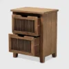 Clement 2 Drawer Wood Spindle Nightstand Brown - Baxton Studio