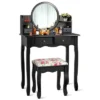Tangkula Vanity Table Set W/Detachable Mirror & Stool Black/White 1 Tangkula Vanity Table Set W/Detachable Mirror & Stool Black/White -Baxton Furniture Store GUEST 42c01766 4f71 465d 8351 e60697994e8c