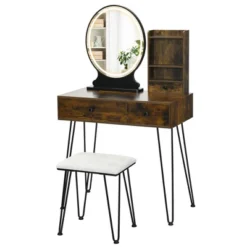 Costway Vanity Table Set Lighted Mirror Storage Drawer Shelf Cushion Stool 20 Costway Vanity Table Set Lighted Mirror Storage Drawer Shelf Cushion Stool -Baxton Furniture Store GUEST 44e67dd6 0bf2 455b 80f5 a9dc028e5168