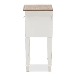 Dauphine 1 Drawer Provincial Style Oak And Distressed Finish Wood Nightstand White - Baxton Studio -Baxton Furniture Store GUEST 45020025 12f0 4b70 ac71 5624202745ec