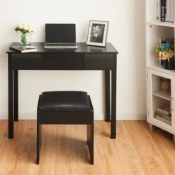 Costway Black Vanity Dressing Table Furniture Stool Storage Box -Baxton Furniture Store GUEST 4562e9c0 5199 4e33 a95f c67ac4871c70