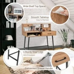 Costway Makeup Vanity Table Computer Writing Desk Storage With Drawer Shelf Industrial 16 Costway Makeup Vanity Table Computer Writing Desk Storage With Drawer Shelf Industrial -Baxton Furniture Store GUEST 46735034 00b1 4f0f 8d32 0da8d4c25923