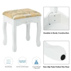 Costway Vanity Table Dressing Table 5 Make Up Table Stool -Baxton Furniture Store GUEST 46759b5b 6544 498a a7b6 3984531d0abb