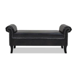 Jennifer Taylor Home Kathy Roll Arm Entryway Accent Bench -Baxton Furniture Store GUEST 49691451 976c 46c2 827e 8b3e667ccff4